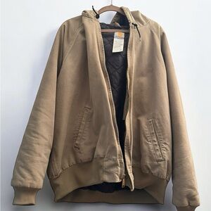 Carhartt Men's Tan Hooded Bomber Jacket